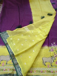 Pure Dola With Embroidery  - Purple
