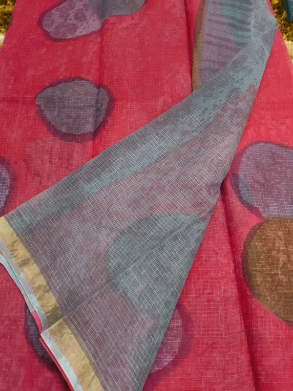 Pure Cotton Kota Block  - Pink 5