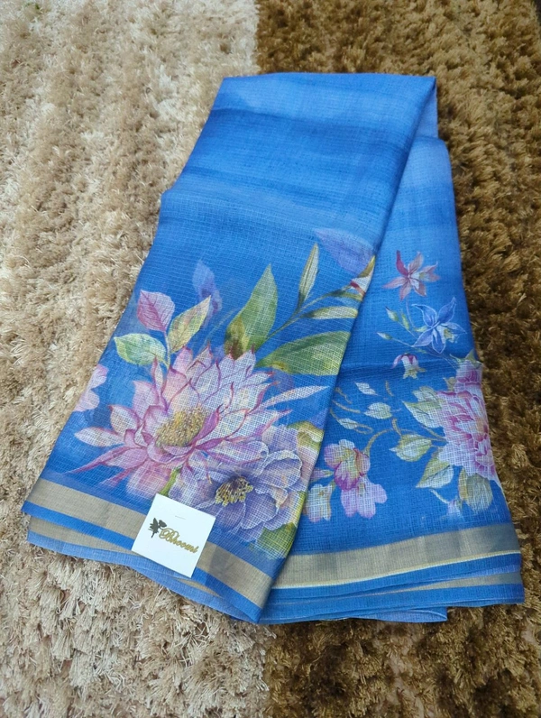 Pure Silk Kota Digital  - Blue