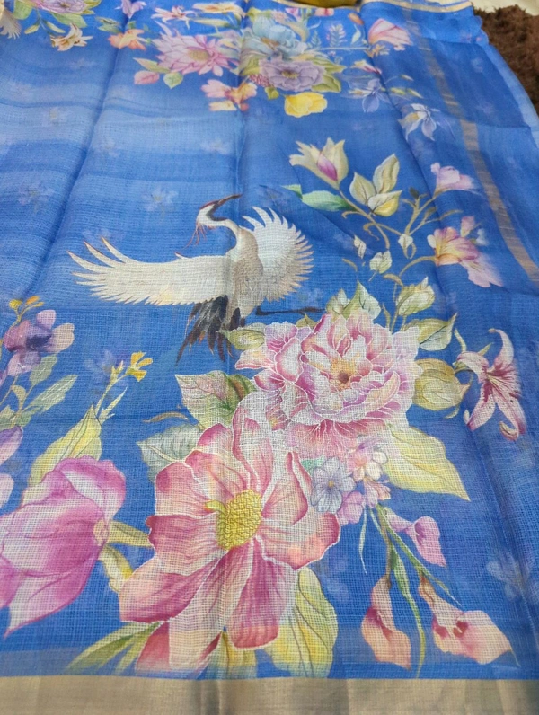 Pure Silk Kota Digital  - Blue