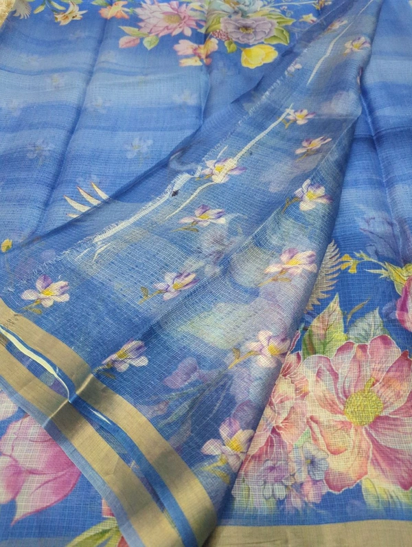 Pure Silk Kota Digital  - Blue