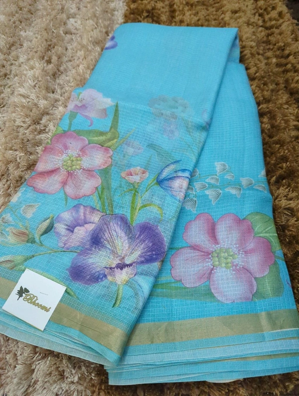 Pure Silk Kota Digital  - sky blue