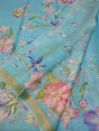 Pure Silk Kota Digital  - sky blue