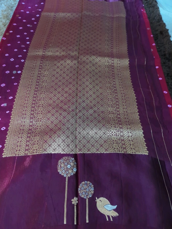 Pure Tusser RAW Mango  - Maroon