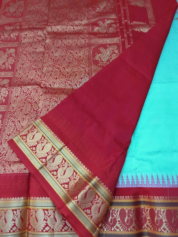 Pure Handloom Narayanpet Pattu  - Jungle Mist