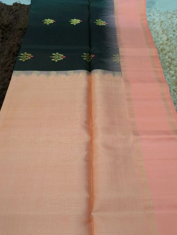 Pure Handloom Soft Silk  - dark green
