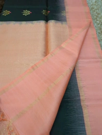 Pure Handloom Soft Silk  - dark green