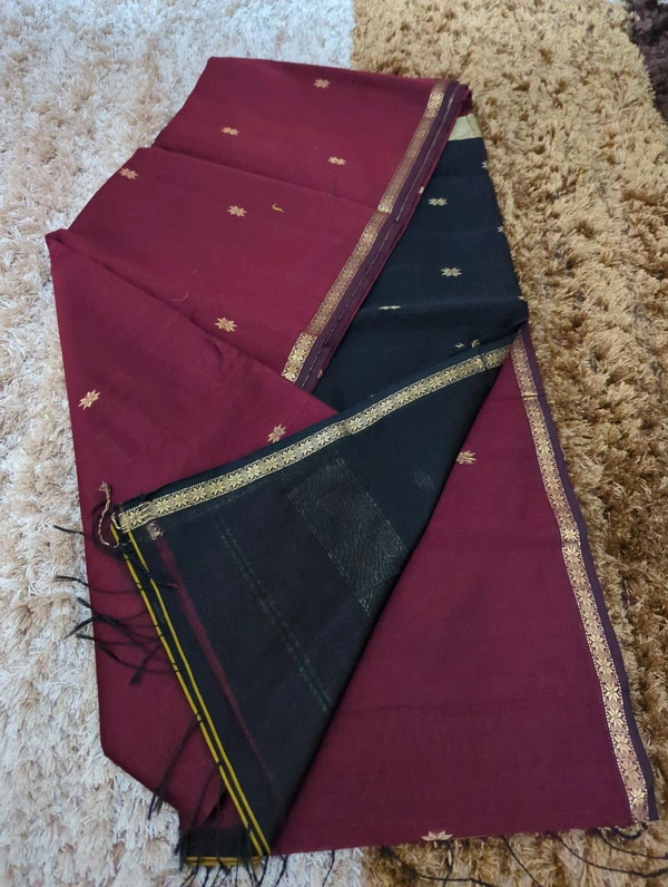 Pure Handloom Maheswari - Maroon