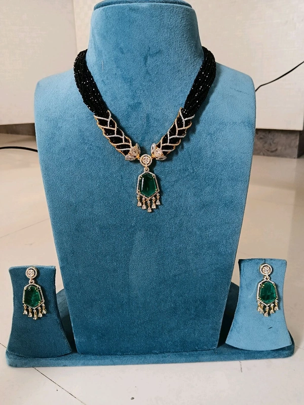Diamond Copy Black Beads With Real Ad Stones