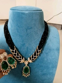 Diamond Copy Black Beads With Real Ad Stones