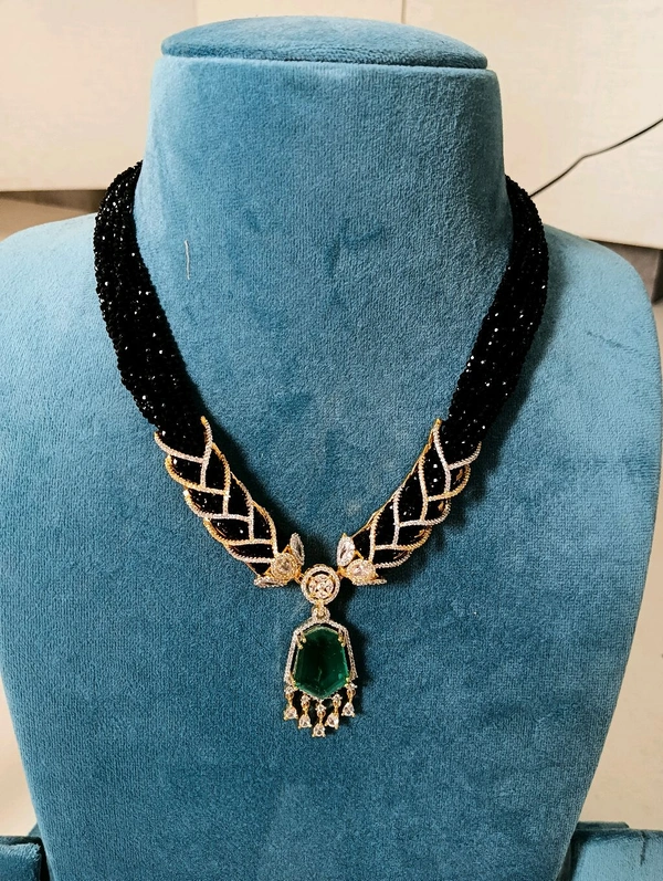 Diamond Copy Black Beads With Real Ad Stones