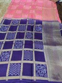 Dala Weaving Sares - Pigment Indigo and pink
