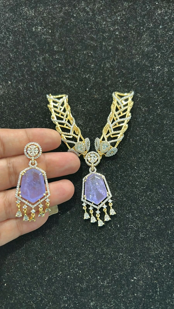 Diamond Copy Black Beads With Real Ad Stones - violet
