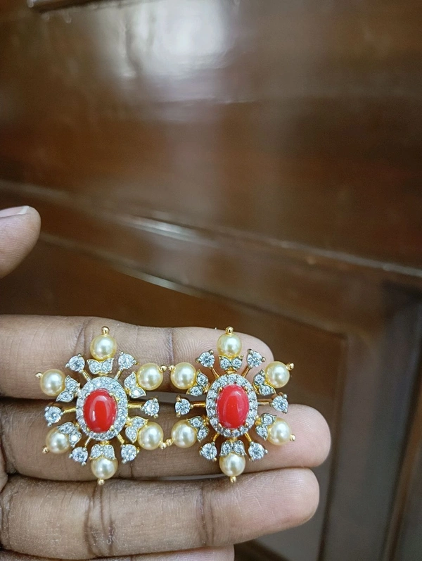 Diamond Copy Studs - coral, VZ