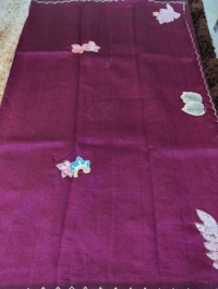 Pure Hand Loom Mangalagiri  With Designer Blouse - Purple 17