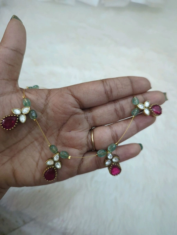 Invisible Chains With Mossanite Pendents - Vz, pink