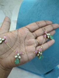 Invisible Chains With Mossanite Pendents - Vz, Jungle Mist and pink