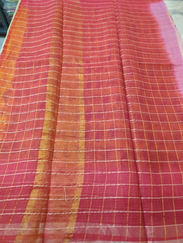 Pure Cotton Kota Checks - Gold