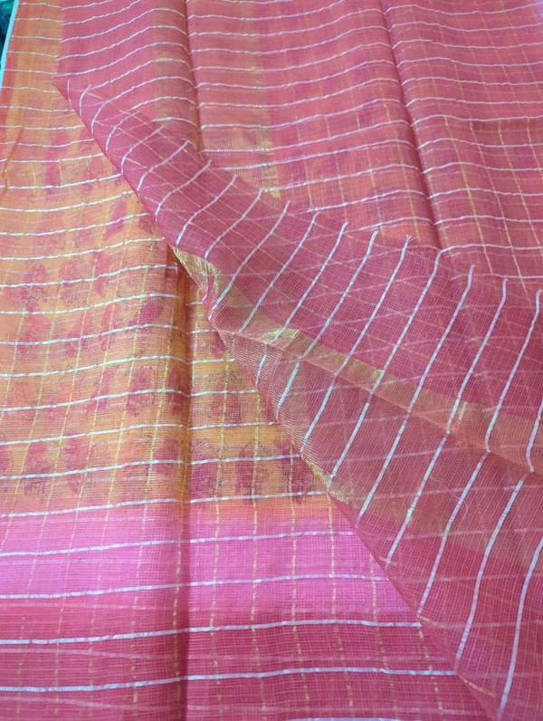 Pure Cotton Kota Checks - Gold
