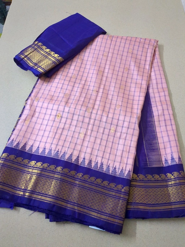 Pure Handloom Gadwal Pattu - Sundown