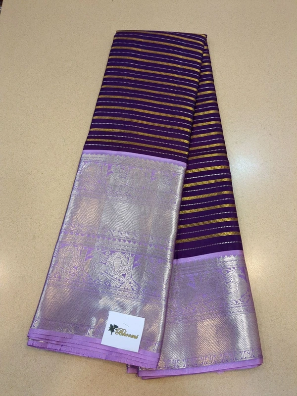Pure Handloom Kanchi Pattu Designer  - Pigment Indigo