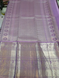 Pure Handloom Kanchi Pattu Designer  - Pigment Indigo