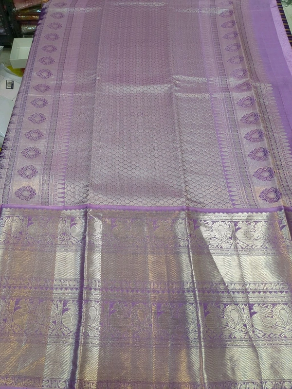 Pure Handloom Kanchi Pattu Designer  - Pigment Indigo