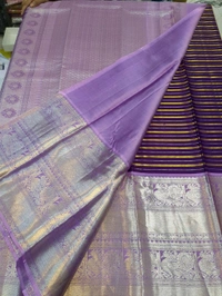 Pure Handloom Kanchi Pattu Designer  - Pigment Indigo