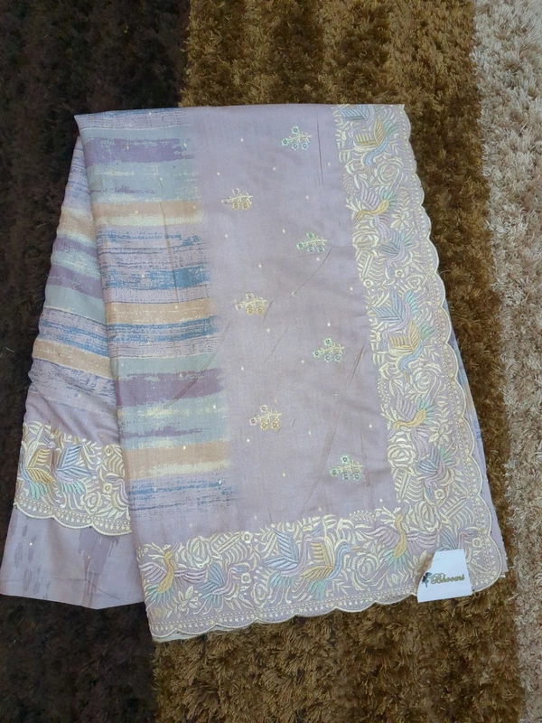 Tusser Embroidary  - Blue Chalk