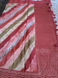 Pure Mushru With Block Print - Maroon 1