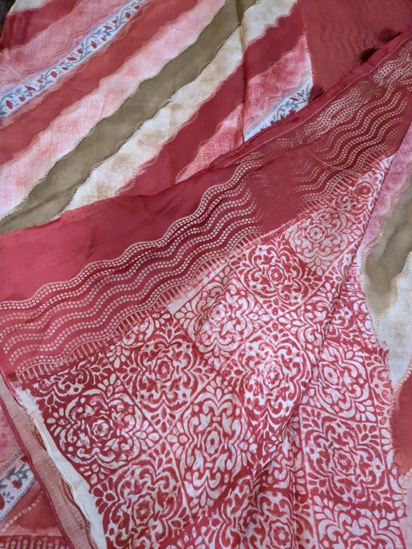 Pure Mushru With Block Print - Maroon 1
