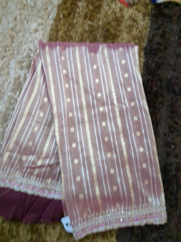 Pure Tissue With Designer Blouse  - Pink