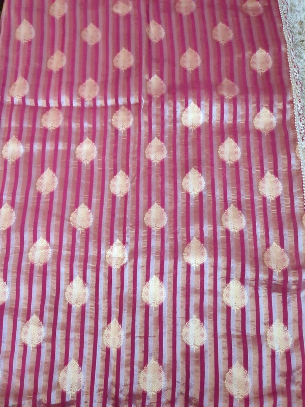 Pure Tissue Designer With Handwork  - Brick Red