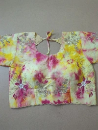 Soft Russian With Desiner Ready Made Blouse  - Yellow