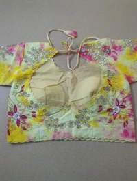 Soft Russian With Desiner Ready Made Blouse  - Yellow