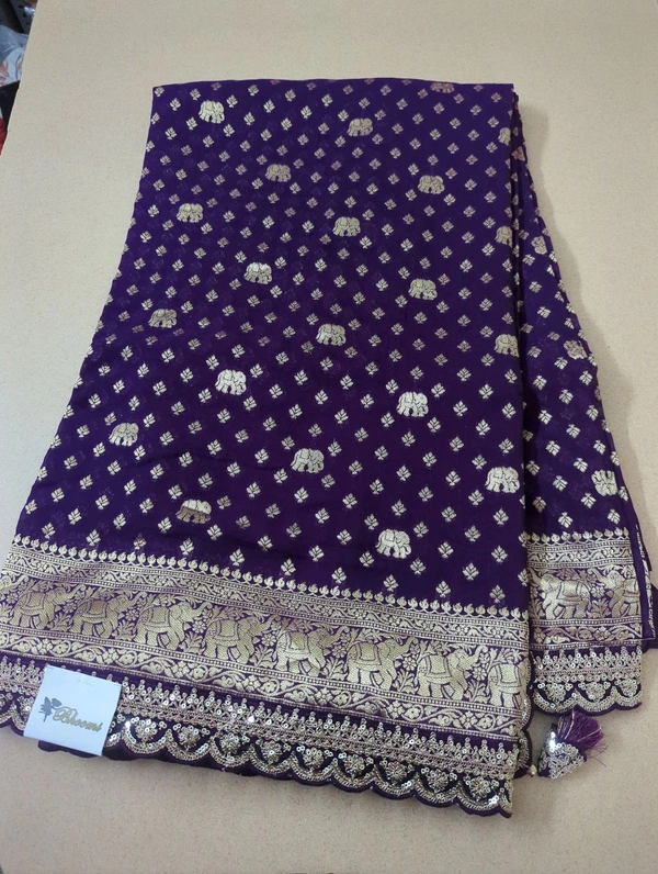Pure Georgette Work  - Pigment Indigo