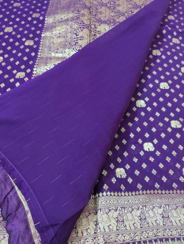 Pure Georgette Work  - Pigment Indigo