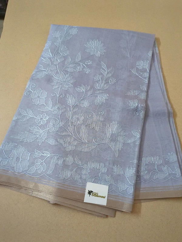 Silk Organza Designer  - blue