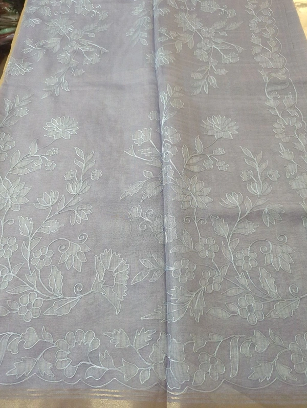 Silk Organza Designer  - blue
