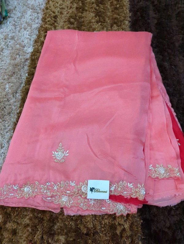 Pure Acho Silk Hand Work - Tickle Me Pink