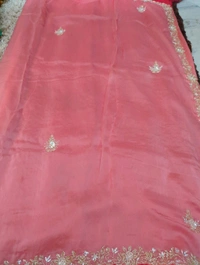 Pure Acho Silk Hand Work - Tickle Me Pink