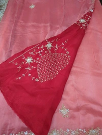 Pure Acho Silk Hand Work - Tickle Me Pink