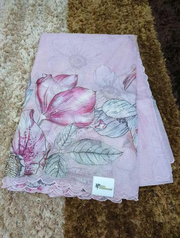 Silk Kota Work  - Pink Lace