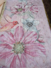 Silk Kota Work  - Pink Lace