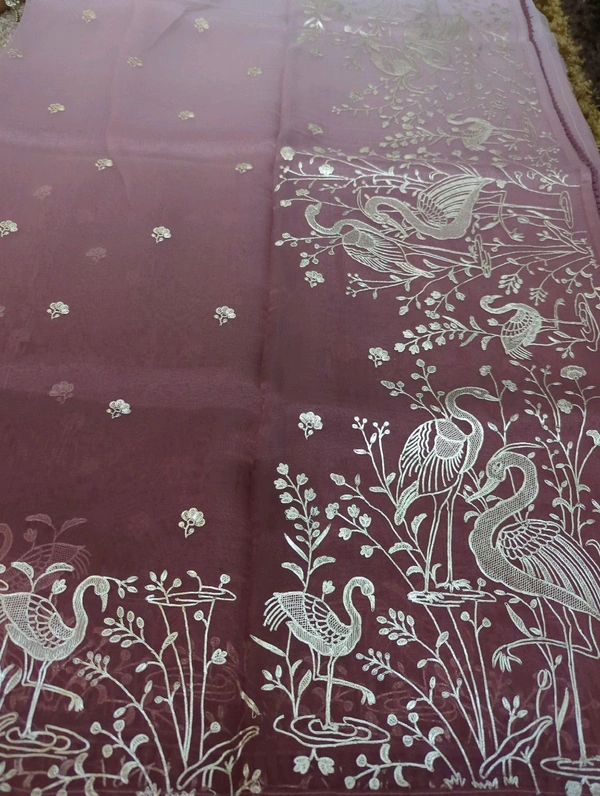 Soft Organza With Pita Work  - Morocco Brown