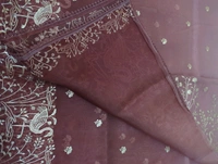Soft Organza With Pita Work  - Morocco Brown