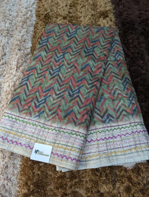 Tussar Handwork  - green