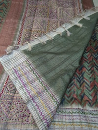 Tussar Handwork  - green
