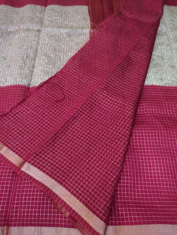 Tussar Checks - pink