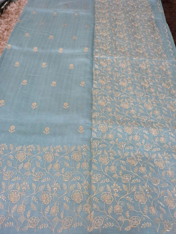 Tusser Embroidery  - Jungle Mist